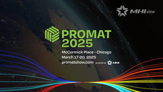 ProMat 2025 banner highlighting March 17-20, 2025, in Chicago, IL.